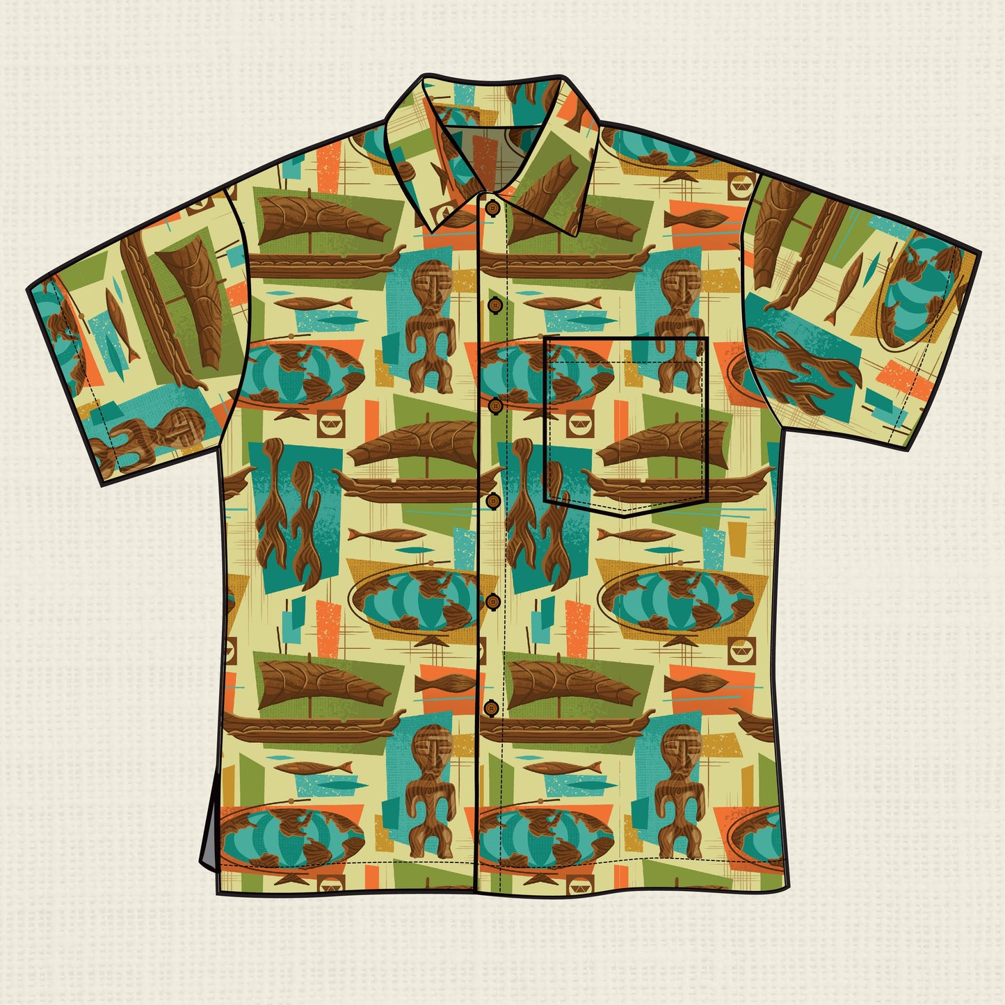 Witco Decor's 'World Renown' Classic Aloha Button-Up Shirt - Unisex - Ready to Ship! (FREE SHIPPING in U.S.)