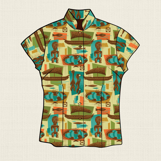 Witco Decor's 'World Renown' Classic Aloha Button Up-Shirt - Womens - Ready to Ship!