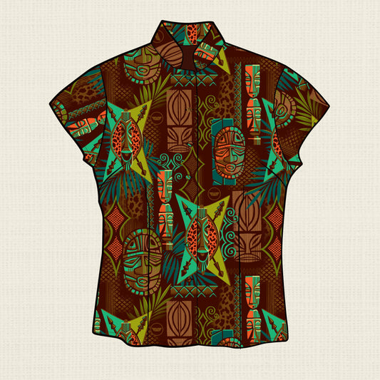 Witco Decor's 'Jungle Modern' Classic Aloha Button Up-Shirt - Womens - Ready to Ship!